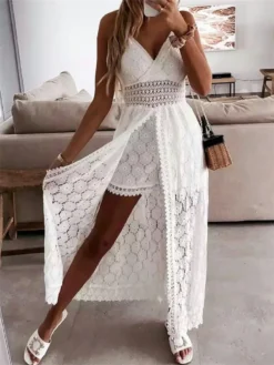 2025 Summer Women Lace Playsuit Dress